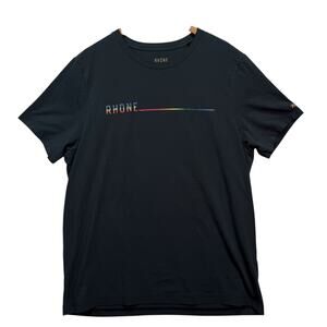 RHONE Men's Black T-Shirt Pride Rainbow Element Stretch Tee LGBTQ Gym Parade 2XL